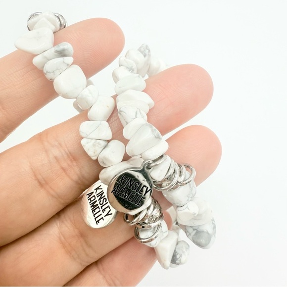 Kinsley Armelle HOWLITE SILVER PEPPER Bracelet Two Sets - Picture 4 of 5